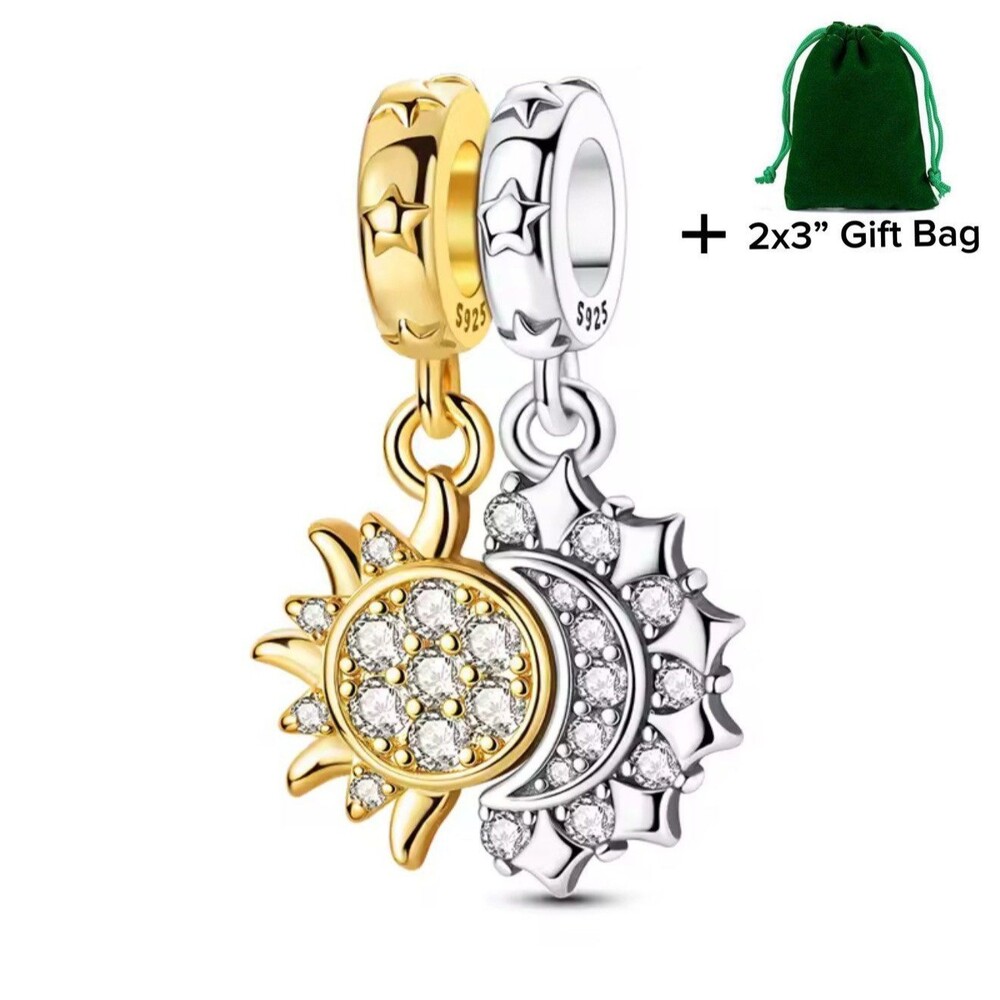 Sun and Moon Double Charm | 925 Silver | Brand New